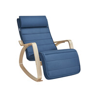 SONGMICS Ξύλινη Κουνιστή Καρέκλα με Ρυθμιζόμενο Υποπόδιο 5 Θέσεων, Μέγιστο Φορτίο 150kg Σκούρο Μπλε Φυσικό LYY010Q01