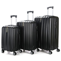Homevero σετ Βαλίτσες Ταξιδιού Σκληρές 3 τμχ σε Μαύρο Χρώμα με 4 Τροχούς hv-2003blk