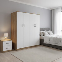 Ντουλάπα τετράφυλλη Lego Ι pakoworld sonoma-λευκό 160x42x180εκ