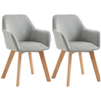 HOMCOM Σετ 2 καρέκλες τραπεζαρίας με επένδυση από βελούδο με μπράτσα και ξύλινα πόδια, γκρι 835-728V00GY