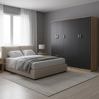 Ντουλάπα πεντάφυλλη Lego I pakoworld sonoma-ανθρακί 170x42x180εκ