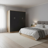 Ντουλάπα τετράφυλλη Lego Ι pakoworld sonoma-ανθρακί 160x42x180εκ