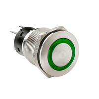 L4557.5 ΔΙΑΚΟΠΤΗΣ ΜΠΟΥΤΟΝ (BUTTON) 12/24V 5Amax 5PIN IP65 ON/OFF ME LED ΠΡΑΣΙΝΟ ΑΝΟΞΕΙΔΩΤΟ ΑΤΣΑΛΙ LAMPA - 1 TEM.