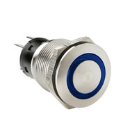 L4557.6 ΔΙΑΚΟΠΤΗΣ ΜΠΟΥΤΟΝ (BUTTON) 12/24V 5Amax 5PIN IP65 ON/OFF ME LED ΜΠΛΕ ΑΝΟΞΕΙΔΩΤΟ ΑΤΣΑΛΙ LAMPA - 1 TEM.