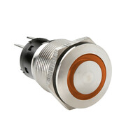 L4557.7 ΔΙΑΚΟΠΤΗΣ ΜΠΟΥΤΟΝ (BUTTON) 12/24V 5Amax 5PIN IP65 ON/OFF ME LED ΠΟΡΤΟΚΑΛΙ ΑΝΟΞΕΙΔΩΤΟ ΑΤΣΑΛΙ LAMPA - 1 TEM.