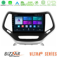 Bizzar Ultra Series Jeep Cherokee 2014-2019 8core Android13 8+128gb Navigation Multimedia Tablet 9 (Ασημί Χρώμα) u-ul2-Jp0077s