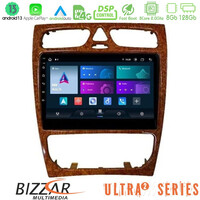 Bizzar Ultra Series Mercedes c Class (W203) 8core Android13 8+128gb Navigation Multimedia 9 (Wooden Style) u-ul2-Mb0925w