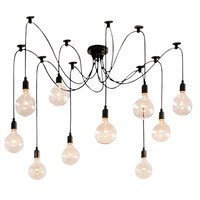 GloboStar® WIRED 01173 Vintage Φωτιστικό Οροφής Πολύφωτο Μαύρο