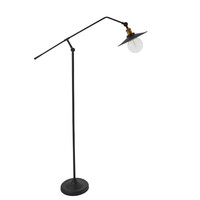 GloboStar® WYNGE 01101 Vintage Industrial Φωτιστικό Δαπέδου Μονόφωτο Μαύρο Μεταλλικό με Χρυσό Ντουί Φ26 x Υ174cm