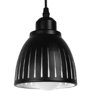 GloboStar® CHERITH 01478 Μοντέρνο Κρεμαστό Φωτιστικό Οροφής Μονόφωτο 1 x E27 Μεταλλικό Μαύρο Λευκό Καμπάνα Φ13 x Υ14cm