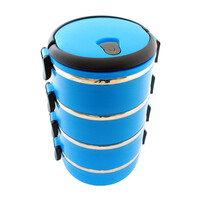 Δοχείο φαγητού AG479D με επένδυση inox, σετ 4τμχ, μπλε