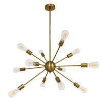 GloboStar® MILANO 01485 Μοντέρνο Industrial Φωτιστικό Οροφής Πολύφωτο 12 x E27 Χρυσό Μεταλλικό Φ80 x Y78cm
