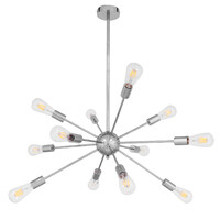GloboStar® MILANO 01487 Μοντέρνο Industrial Φωτιστικό Οροφής Πολύφωτο 12 x E27 Ασημί Νίκελ Μεταλλικό Φ80 x Y78cm