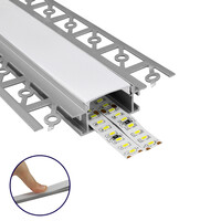 GloboStar® PLASTERBOARD-PROFILE 70819-1M Προφίλ Αλουμινίου - Βάση & Ψύκτρα Ταινίας LED με Λευκό Γαλακτερό Κάλυμμα - Χωνευτή Χρήση σε Γυψοσανίδα - Trimless - Πατητό Κάλυμμα - Ασημί - 1 Μέτρο - Μ100 x Π6.7 x Υ1.4cm