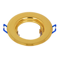 GloboStar® 77811 Χωνευτή Στρογγυλή Βάση για LED Spot GU10 - MR16 - GU5.3 Χρυσή Σταθερή Φ83mm