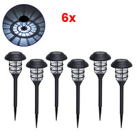 GloboStar® 85705 ΣΕΤ 6 Τεμαχίων Αυτόνομα Ηλιακά Φωτιστικά LED SMD 1W 100lm με Ενσωματωμένη Μπαταρία 250mAh - Φωτοβολταϊκό Πάνελ με Αισθητήρα Ημέρας-Νύχτας Αδιάβροχο IP65 Φανάρι Κήπου Στρογγυλό Ψυχρό Λευκό 6000K