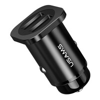 USAMS φορτιστής αυτοκινήτου C7, 2x USB, 4.8A, μεταλλικός, μαύρος