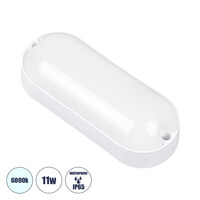 GloboStar® HOMIE 61000 LED Πλαφονιέρα Οροφής - Τοίχου Οβάλ 11W 960lm 150° AC 220-240V Αδιάβροχο IP65 Μ17 x Π7 x Υ4.5cm Ψυχρό Λευκό 6000K - 3 Years Warranty