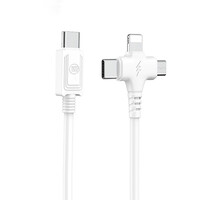 LAMTECH 3 IN 1 CHARGING TYPE-C CABLE TO TYPE-C/LIGHTNING/MICRO USB 1M WHITE