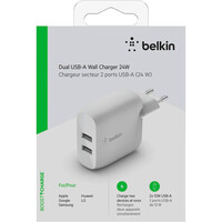 Belkin WCB002vfWH BOOST↑CHARGE™ Dual USB-A Wall Charger 24W