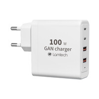 LAMTECH GaN FAST CHARGER 2xTYPE-C & 2xQC3.0 OUTPUT 100W