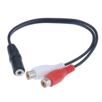 POWERTECH καλώδιο 3.5mm θηλυκό σε 2x RCA θηλυκό CAB-R012 0.20m, μαύρο