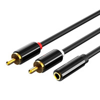 CABLETIME καλώδιο ήχου 3.5mm σε 2x RCA CT-H12G, 20cm, μαύρο