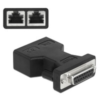 DELOCK αντάπτορας D-Sub 15 Pin σε 2x RJ45 66806, μαύρος