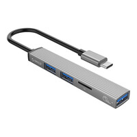ORICO USB hub AH-12F με card reader, 4 θυρών, 5Gbps, USB-C σύνδεση, γκρι