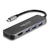 DELOCK docking station 64171, 5 θυρών, USB-C σύνδεση, 85W PD, 4K, γκρι