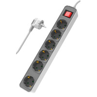 POWERTECH πολύπριζο ασφαλείας PT-1058, 6x schuko, 16A, 1.4m, λευκό