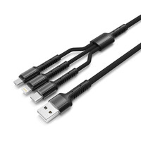 LDNIO καλώδιο USB σε USB-C/Lightning/Micro USB LC93, 3.4A, 1.2m, γκρι