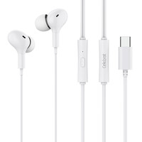 CELEBRAT earphones με μικρόφωνο D13, USB-C, 1.2m, λευκά