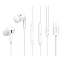 CELEBRAT earphones με μικρόφωνο E300, USB-C, 1.2m, λευκά