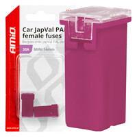 03437/AM ΑΣΦΑΛΕΙΕΣ JapVal PAL ΜΙΝΙ 14mm ΘΗΛΥΚΕΣ 30A ΣΕ ΜΩΒ ΧΡΩΜΑ AMIO - 2 Τεμ.