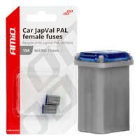 03457/AM ΑΣΦΑΛΕΙΕΣ JapVal PAL ΜICRO 11mm ΘΗΛΥΚΕΣ 15A ΣΕ ΓΚΡΙ ΧΡΩΜΑ AMIO - 2 Τεμ.