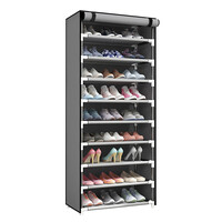 HOME USE υφασμάτινη παπουτσοθήκη HUH-0182 με 9 ράφια, 57x28x160cm, γκρι
