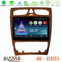 Bizzar nd Series 8core Android13 2+32gb Mercedes c Class (W203) Navigation Multimedia Tablet 9 (Wooden Style) u-nd-Mb0925w