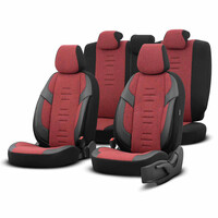 OT86756/AM ΚΑΛΥΜΜΑΤΑ ΚΑΘΙΣΜΑΤΩΝ OTOM  THRONE 103 RED ΜΑΥΡΟ/ΓΚΡΙ/ΚΟΚΚΙΝΟ ΛΙΝΟ & ΔΕΡΜΑΤΙΝΗ SET ΑΜΙΟ - 1 σετ.