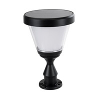 GloboStar® ARVENT 90534 Αυτόνομο Ηλιακό Φωτιστικό Κήπου - Κολωνάκι Αρχιτεκτονικού Φωτισμού Εξωτερικού Χώρου LED 10W 330lm 120° με Ενσωματωμένο Φωτοβολταϊκό Panel 6V 2W & Επαναφορτιζόμενη Μπαταρία Li-ion 3.2V 1800mAh με Αισθητήρα Ημέρας-Νύχτας - Αδιάβροχο IP65 - Σώμα Αλουμινίου & ABS - Φ24 x Υ36cm - Ψυχρό Λευκό 6000K - Μαύρο - 2 Χρόνια Εγγύηση
