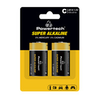 POWERTECH αλκαλικές μπαταρίες Super Alkaline PT-1216, LR14, 1.5V, 2τμχ