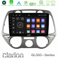 Clarion Gl300 Series 4core Android11 2+32gb Hyundai i20 2009-2012 Manual a/c Navigation Multimedia Tablet 9 με Carplay &Amp; Android Auto u-gl3-Hy0709m