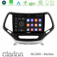 Clarion Gl300 Series 4core Android11 2+32gb Jeep Cherokee 2014-2019 Navigation Multimedia Tablet 9 (Ασημί Χρώμα) με Carplay &Amp; Android Auto u-gl3-Jp0077s