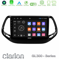 Clarion Gl300 Series 4core Android11 2+32gb Jeep Compass 2017&gt; Navigation Multimedia Tablet 10 με Carplay &Amp; Android Auto u-gl3-Jp0143