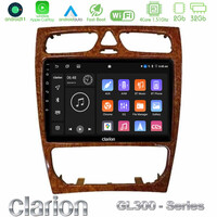 Clarion Gl300 Series 4core Android11 2+32gb Mercedes c Class (W203) Navigation Multimedia Tablet 9 (Wooden Style) με Carplay &Amp; Android Auto u-gl3-Mb0925w