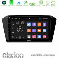 Clarion Gl300 Series 4core Android11 2+32gb vw Passat Navigation Multimedia Tablet 10 με Carplay & Android Auto u-gl3-Vw0055