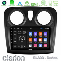 Clarion Gl300 Series 4core Android11 2+32gb Dacia Sandero/dokker 2014-2020 Navigation Multimedia Tablet 9 με Carplay &Amp; Android Auto u-gl3-Dc0621