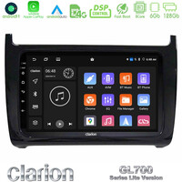 Clarion Gl700 Lite Series 8core Android11 6+128gb vw Polo Navigation Multimedia Tablet 9 με Carplay &Amp; Android Auto u-G76l-Vw6901bl