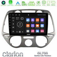 Clarion Gl700 Lite Series 8core Android11 2+32gb Hyundai i20 2009-2012 Manual a/c Navigation Multimedia Tablet 9 με Carplay &Amp; Android Auto u-G72l-Hy0709m