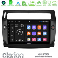 Clarion Gl700 Lite Series 8core Android11 6+128gb Citroen c4 2004-2010 Navigation Multimedia Tablet 9 (Μαύρο Χρώμα) με Carplay &Amp; Android Auto u-G76l-Ct0812b